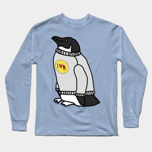 Animals in Clothes Penguin Wearing a Cozy Sweater Long Sleeve T-Shirt